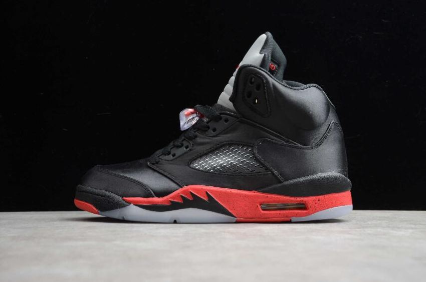 Men's Air Jordan 5 Retro Black University Red Basketball Shoes