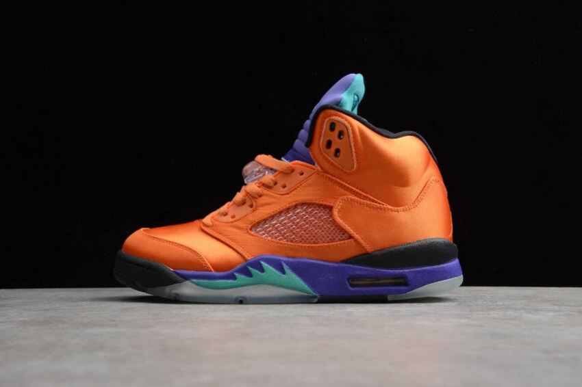 Women's Air Jordan 5 Retro Orange Purple Green Basketball Shoes