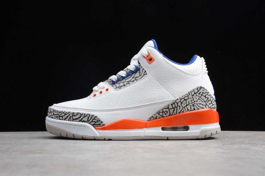 Men's Air Jordan 3 Retro White Royal Orange Basketball Shoes