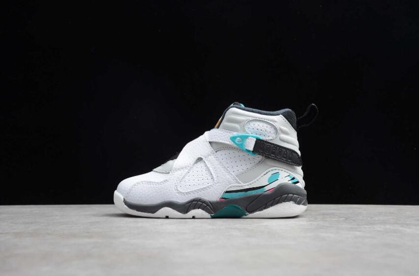 Kids Air Jordan 8 Retro TD White Turbo Green Basketball Shoes