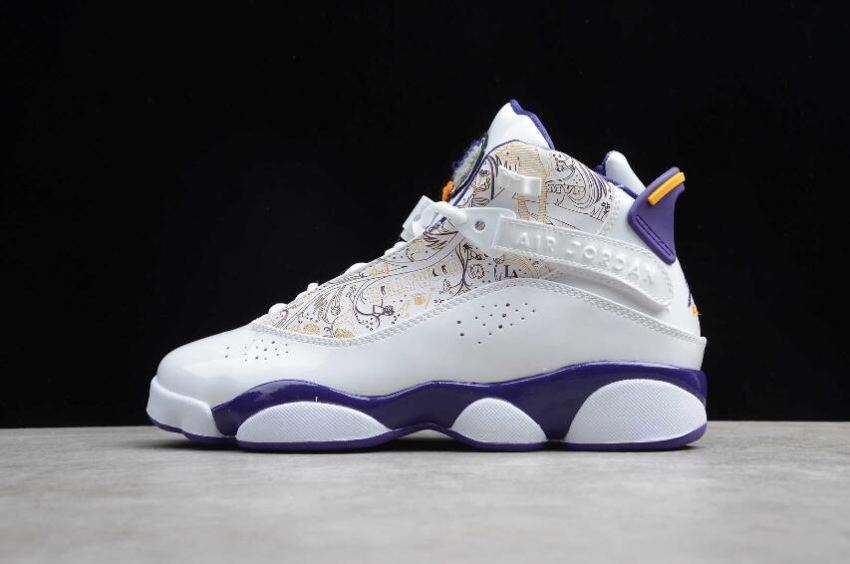 Women's Air Jordan 6 Retro Rings White Court Purple Taxi Silver Basketball Shoes