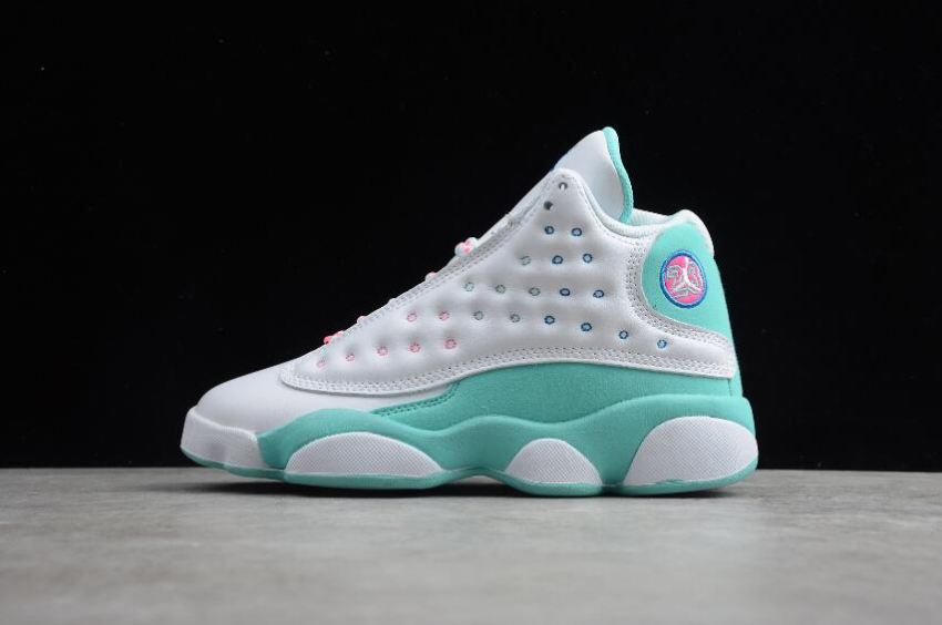 Women's Air Jordan 13 Retro GS White Soar Aurora Green 439358-100 Basketball Shoes