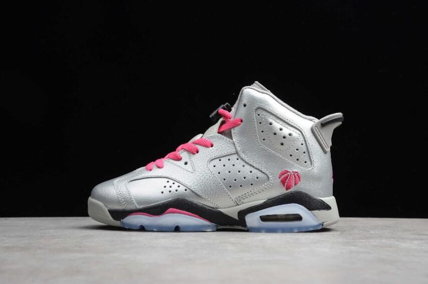 Women's Air Jordan 6 Retro Metallic Silver VVD Pink Black Basketball Shoes