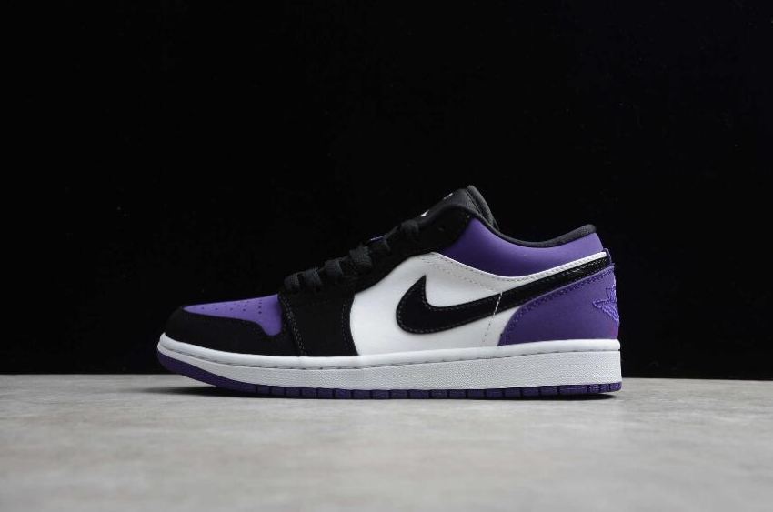 Women's Air Jordan 1 Low White Black Court Purple Basketball Shoes
