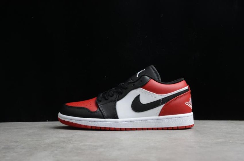 Women's Air Jordan 1 Low Bred Toe White Black-University Red Basketball Shoes