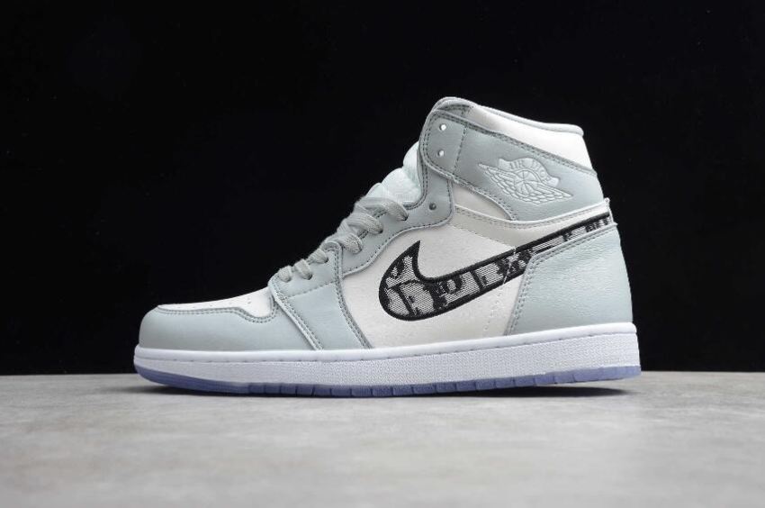 Men's Air Jordan 1 High White Black Grey Basketball Shoes