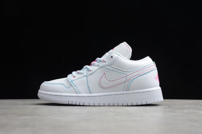 Men's Air Jordan 1 Low GS White White-Aurora Green-Soar Basketball Shoes