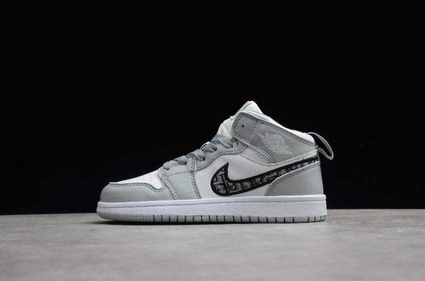 Women's Air Jordan 1 Mid Light Smoke Grey Black White Basketball Shoes