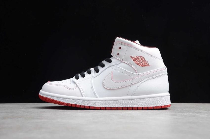 Men's Air Jordan 1 Mid White Gym Red Black Basketball Shoes