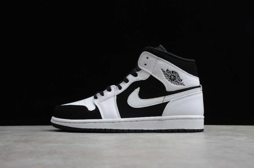 Men's Air Jordan 1 Mid Black White Basketball Shoes