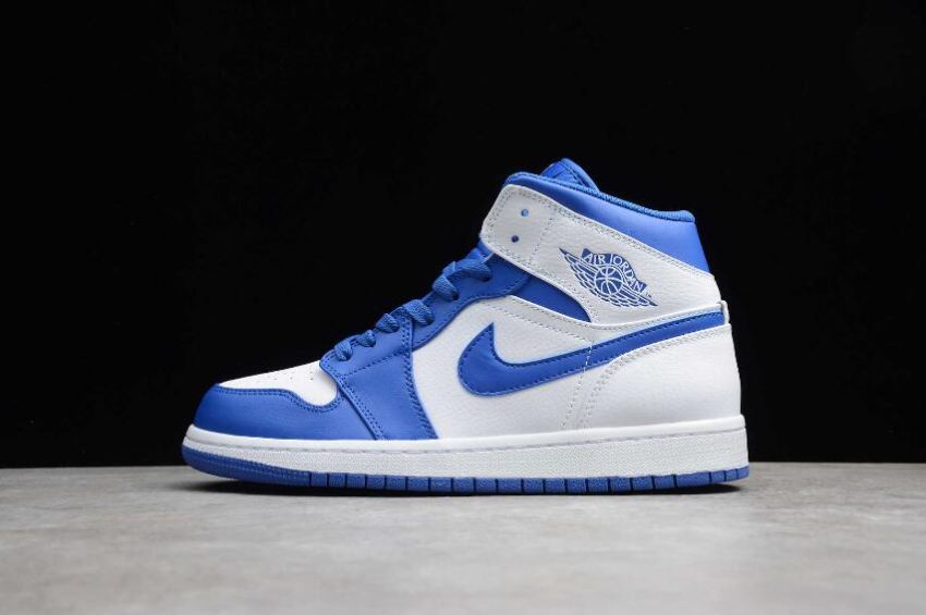 Women's Air Jordan 1 Mid White Hyper Royal Basketball Shoes