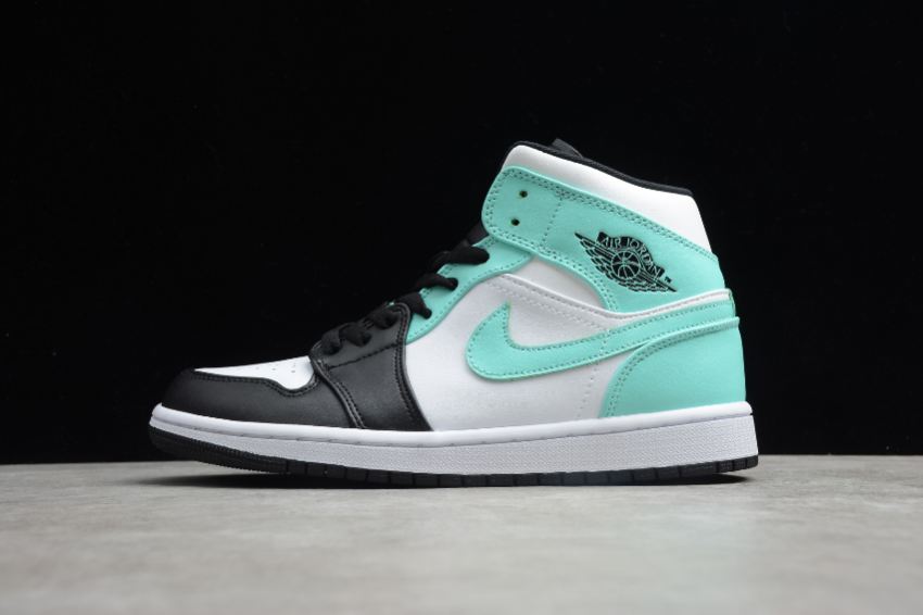 Men's Air Jordan 1 Mid White Tropical Twist Black Shoes Basketball Shoes