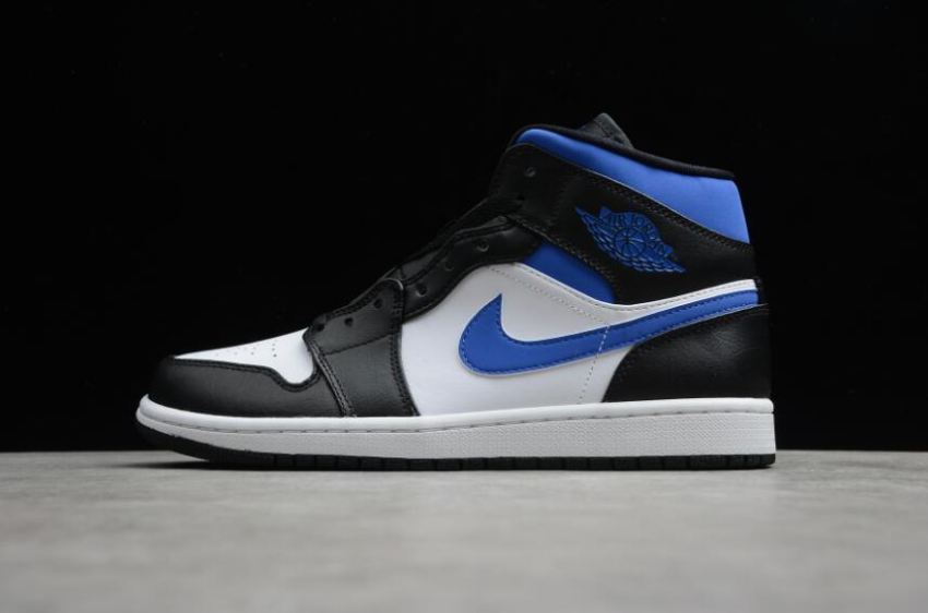 Women's Air Jordan 1 Mid Men's Sneakers White Racer Blue Black Basketball Shoes