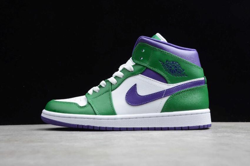 Women's Air Jordan 1 Mid Aloe Verde Court Purple White Basketball Shoes