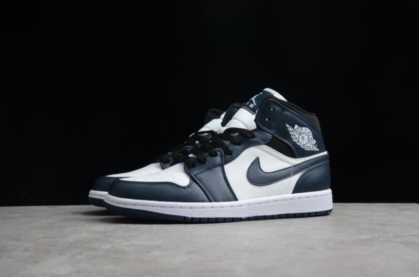 Men's Air Jordan 1 Mid Armory Navy white Black Shoes Basketball Shoes