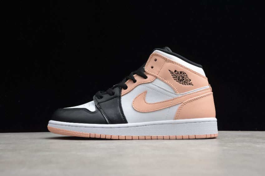 Women's Air Jordan 1 Mid GS White Black Crimson Tint Basketball Shoes