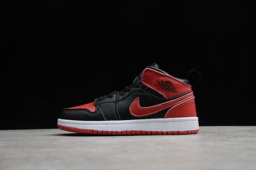 Kids Air Jordan 1 Mid Red Black White Basketball Shoes