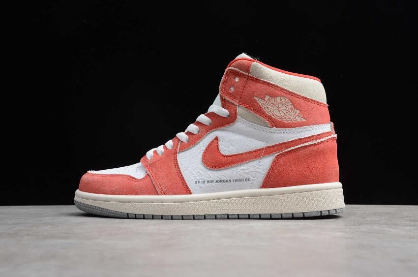 Men's Air Jordan 1 Retro High OG White Orange Red Basketball Shoes