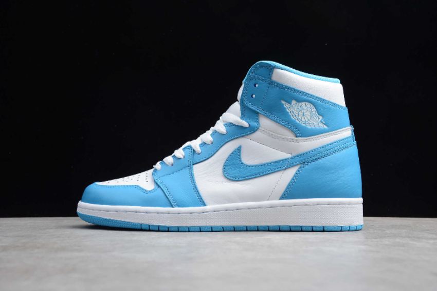 Men's Air Jordan 1 Retro High OG White Powder Blue Basketball Shoes