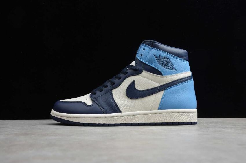 Men's Air Jordan 1 Retro High OG Sail Obsidian University Blue Basketball Shoes