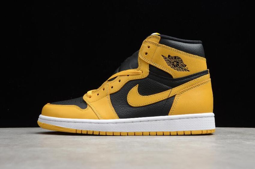 Men's Air Jordan 1 Retro High OG Pollen Metallic Gold Black White Basketball Shoes