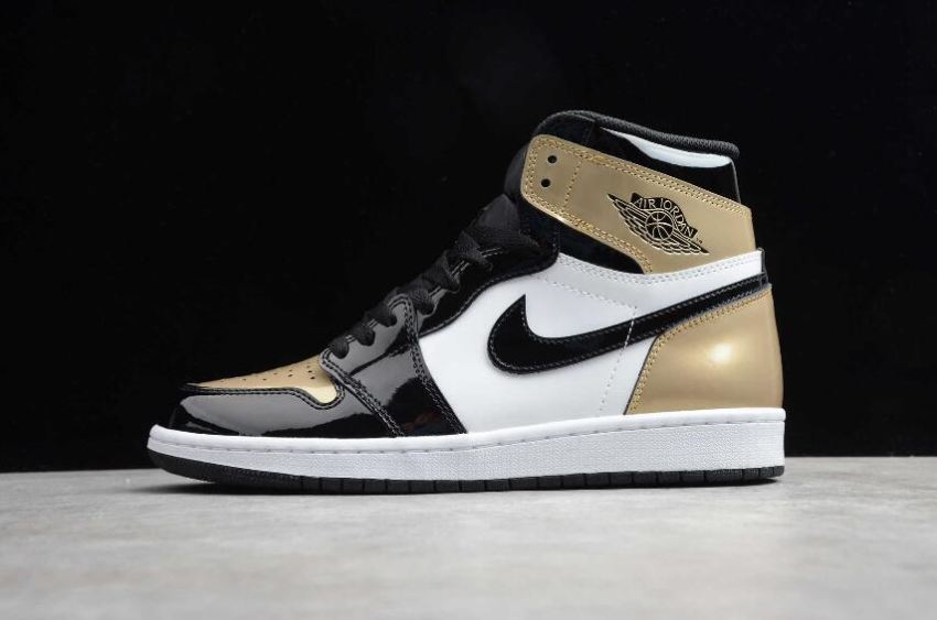 Women's Air Jordan 1 Retro High OG NRG Black Metallic Gold Basketball Shoes