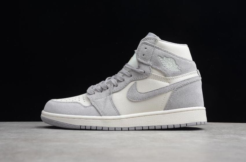 Men's Air Jordan 1 Retro High PREM Pale Ivory Grey White Basketball Shoes