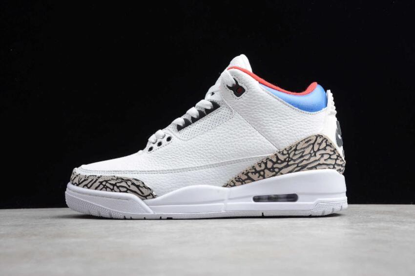 Women's Air Jordan 3 Retro Tinker NRG White Blue Red Basketball Shoes