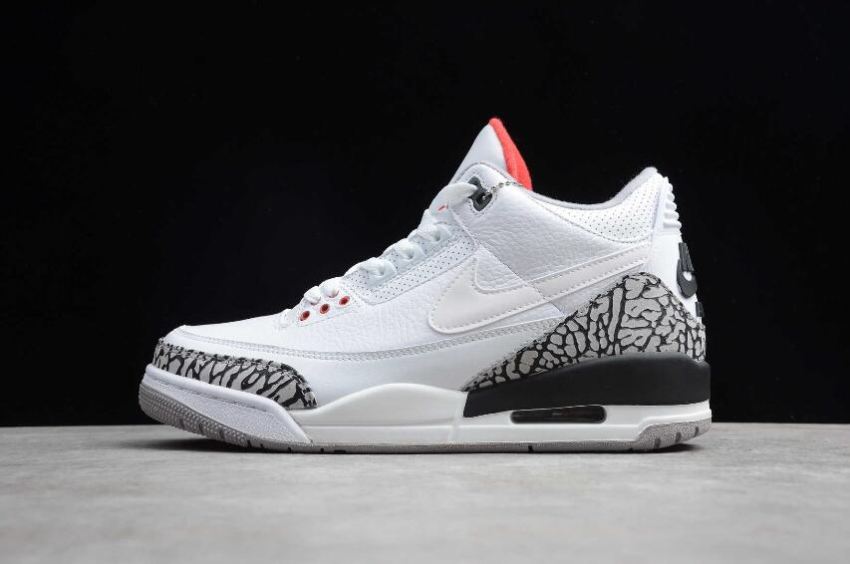 Men's Air Jordan 3 Retro JTH White Fire Red Black Basketball Shoes