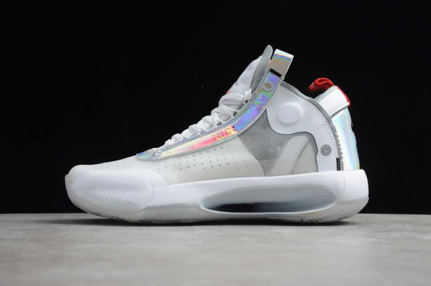 Men's Air Jordan XXXIV PF White Metallic Silver BQ3381-101 Basketball Shoes