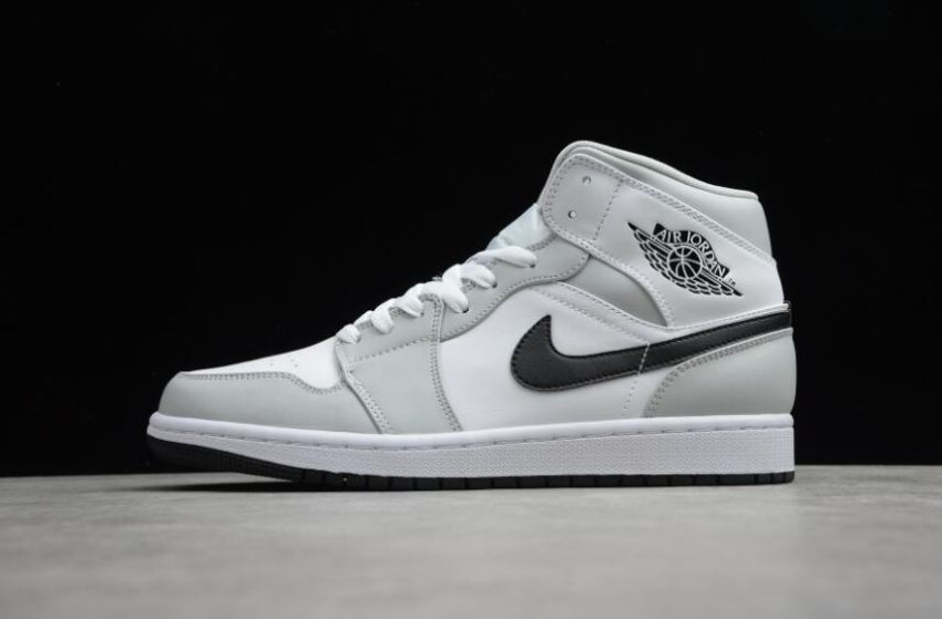 Men's Air Jordan 1 Mid Grey Fog Black White Basketball Shoes