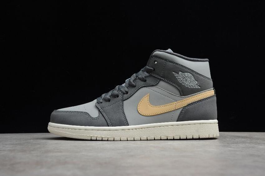 Men's Air Jordan 1 MID SE Iron Grey White Onyx Shoes Basketball Shoes