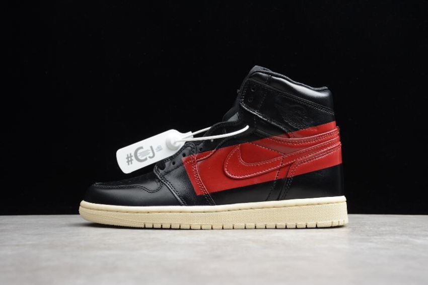 Men's Air Jordan 1 High OG Defiant Couture Black Gym Red-Muslin Basketball Shoes