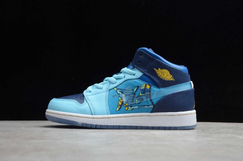 Women's Air Jordan 1 Mid GS Blue Void Clear Team Royal Basketball Shoes
