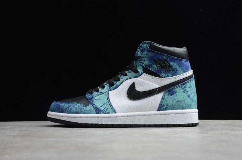 Women's Air Jordan 1 High OG WMNS Tie-Dye White Black-Aurora Green Basketball Shoes