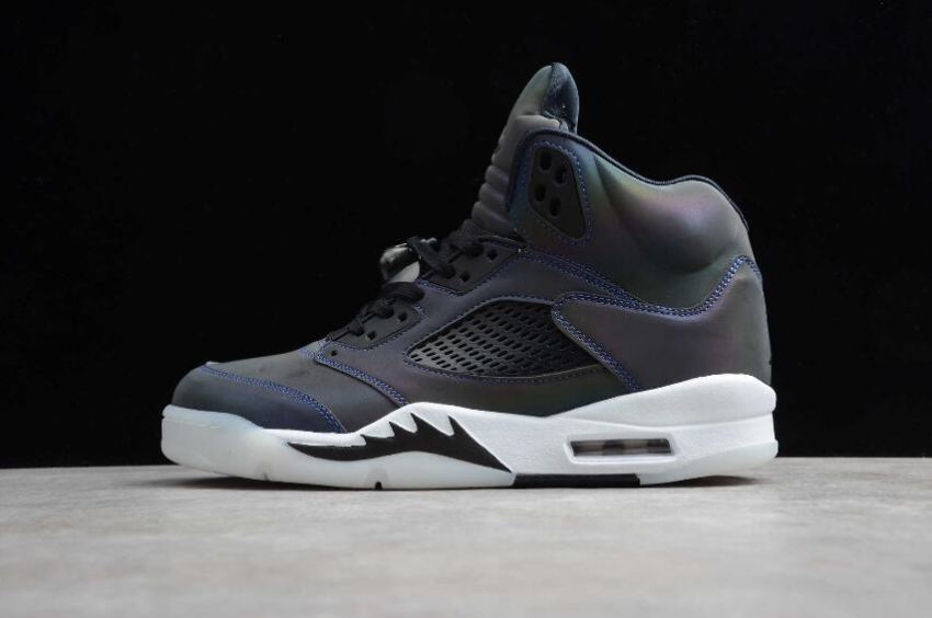 Women's Air Jordan 5 Retro Oil Grey Black White Basketball Shoes