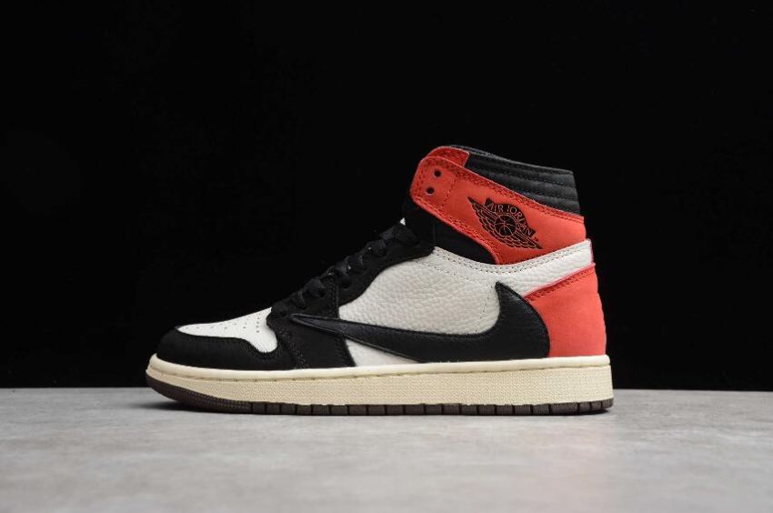 Men's Air Jordan 1 High OG TS Sail Black Red Basketball Shoes