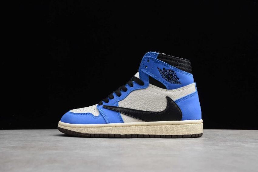 Men's Air Jordan 1 High OG TS Sail Black-Blue Basketball Shoes