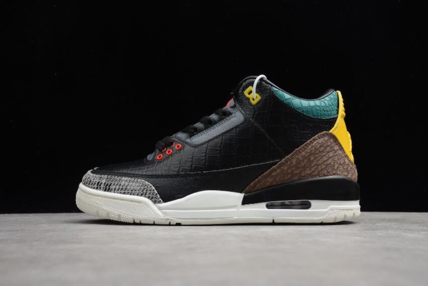 Women's Air Jordan 3 Retro Tinker NRG Animal lnstinct Black Dark Mocha Rope Basketball Shoes