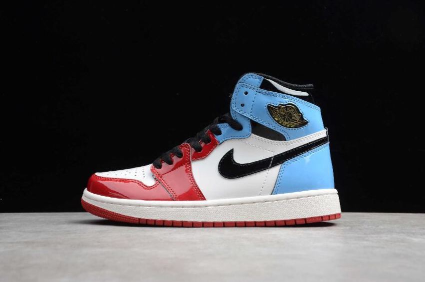 Men's Air Jordan 1 High OG Fearless White University Blue-Varsity Red-Black Basketball Shoes