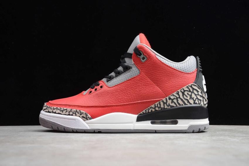 Men's Air Jordan 3 Retro SE Fire Red Cement Grey Basketball Shoes