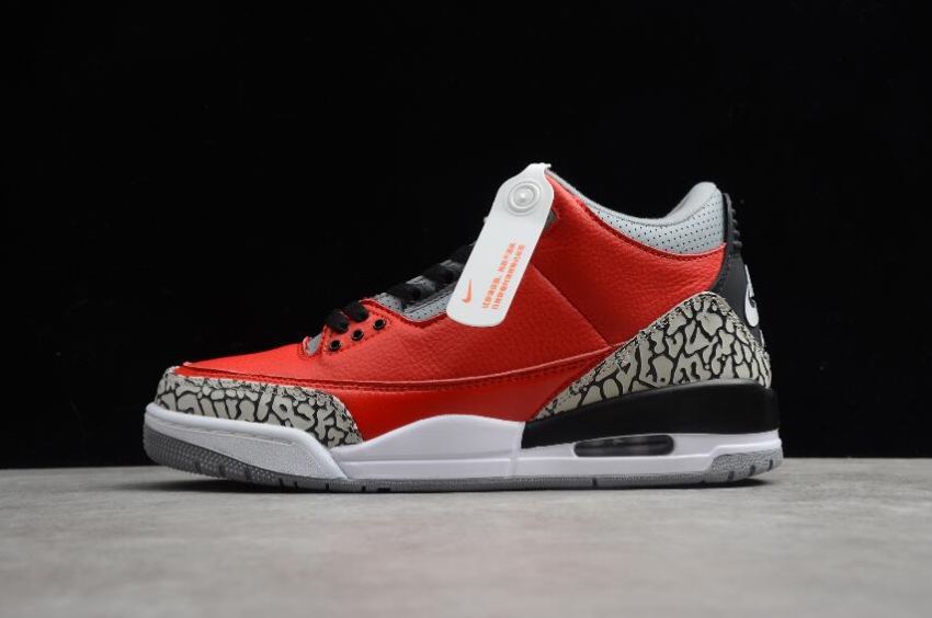Men's Air Jordan 3 Retro Tinker NRG Fire Red Cement Grey Black Basketball Shoes