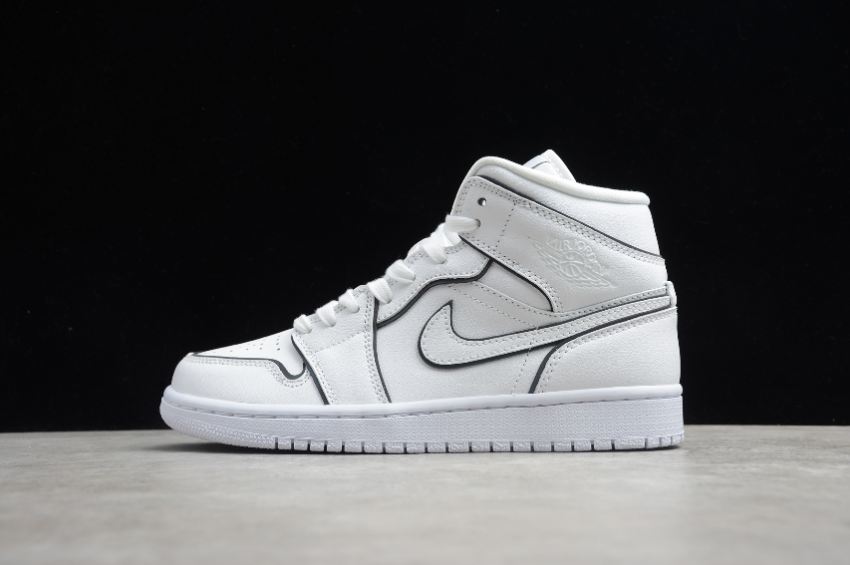 Men's Air Jordan 1 Mid SE White Black Basketball Shoes