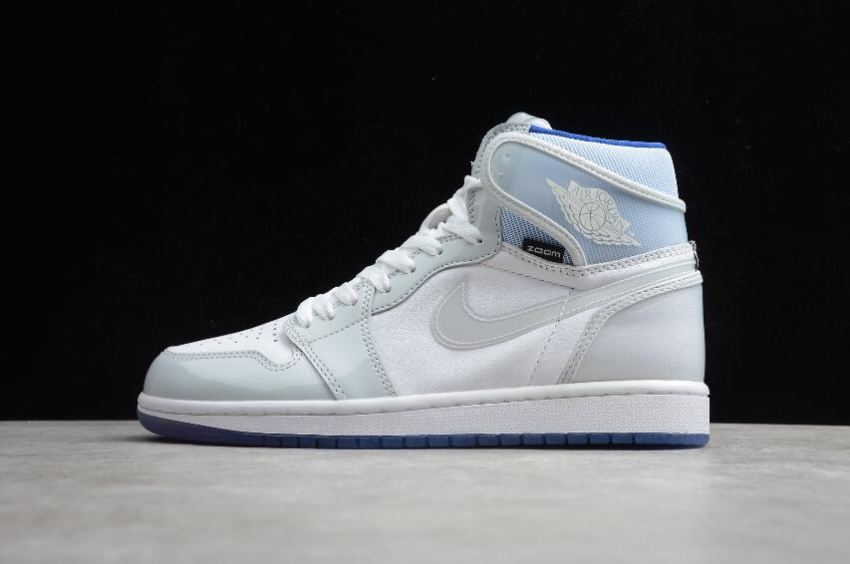 Men's Air Jordan 1 High Zoom White Racer Blue-White Basketball Shoes