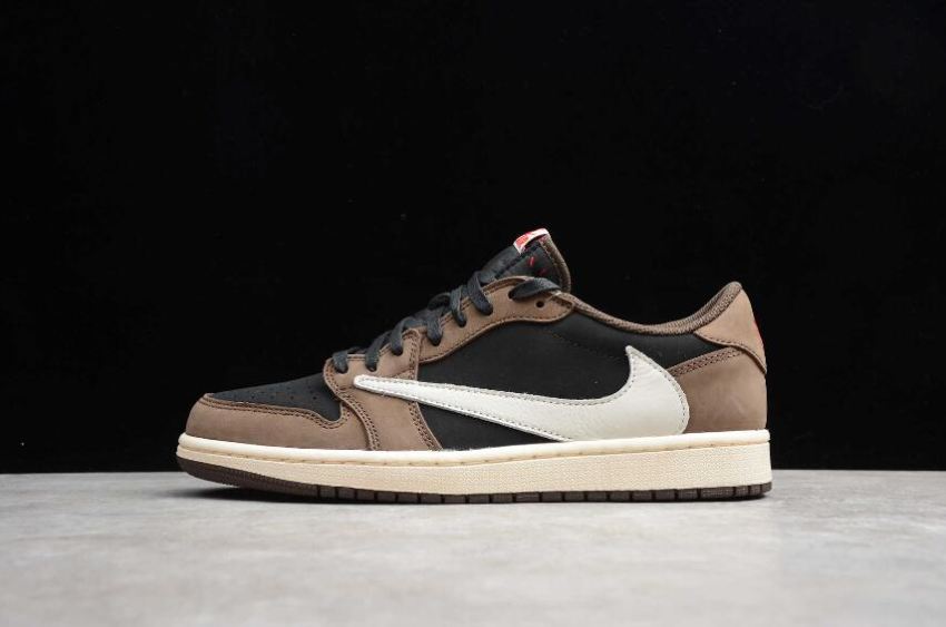 Men's Travis Scott x Air Jordan 1 Low OG SP-T Black Dark Mocha Basketball Shoes