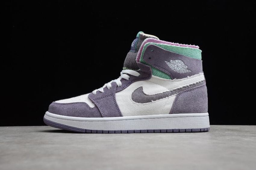 Men's Air Jordan 1 Zoom Comfort Tropical Twist White Grape Volet Green Shoes Basketball Shoes
