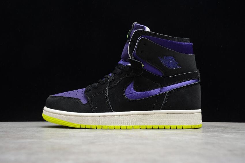 Men's Air Jordan 1 Zoom Air CMFT WMNS Lemon Venom Black Violet Basketball Shoes