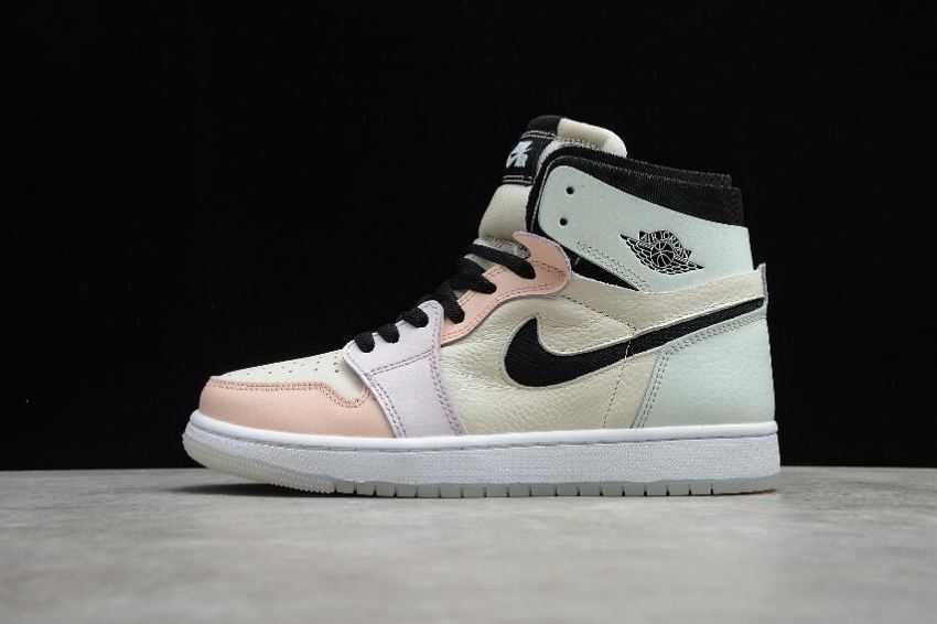 Men's Air Jordan 1 Zoom Comfort Easter Pale Ivory Light Violet-Orange Pearl-Black Basketball Shoes