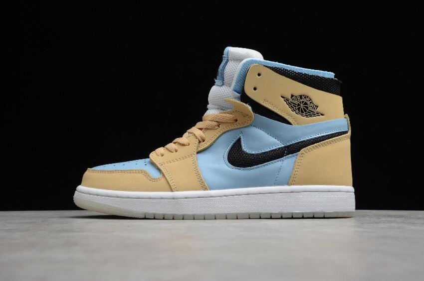 Women's Air Jordan 1 Zoom CMFT Psychic Blue Black-Sesame-White Basketball Shoes