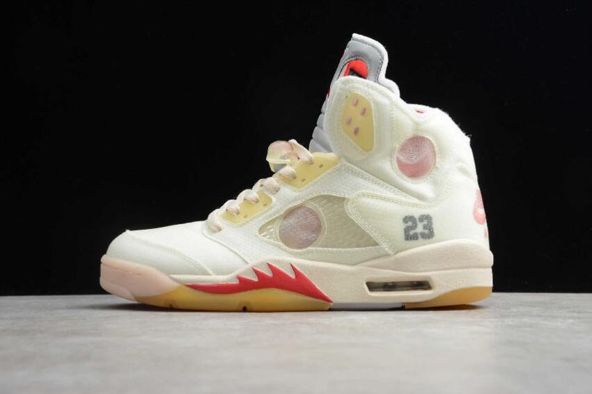 Men's Air Jordan 5 Retro SP Beige Red Basketball Shoes